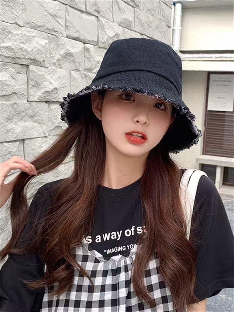 MONCLER 蒙口 渔夫帽女2026新款盆帽夏季遮阳防晒韩版百搭遮脸显脸小牛仔帽子女