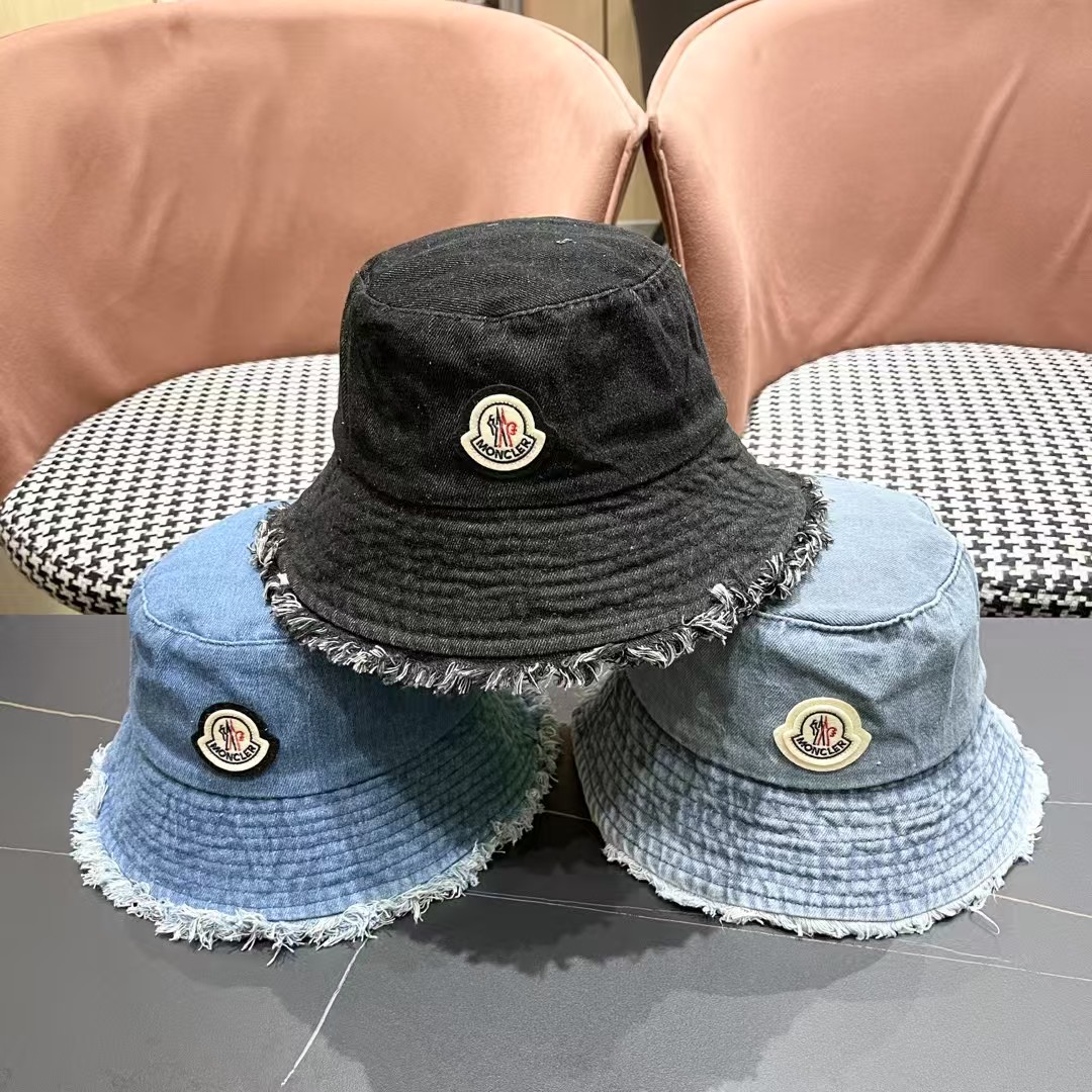 MONCLER 蒙口 渔夫帽女2026新款盆帽夏季遮阳防晒韩版百搭遮脸显脸小牛仔帽子女
