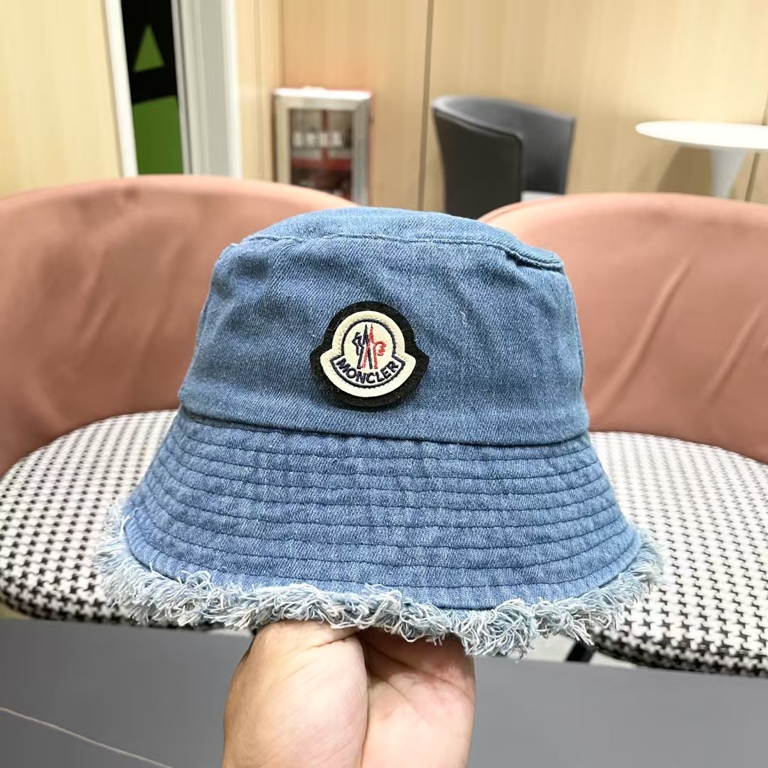 MONCLER 蒙口 渔夫帽女2026新款盆帽夏季遮阳防晒韩版百搭遮脸显脸小牛仔帽子女