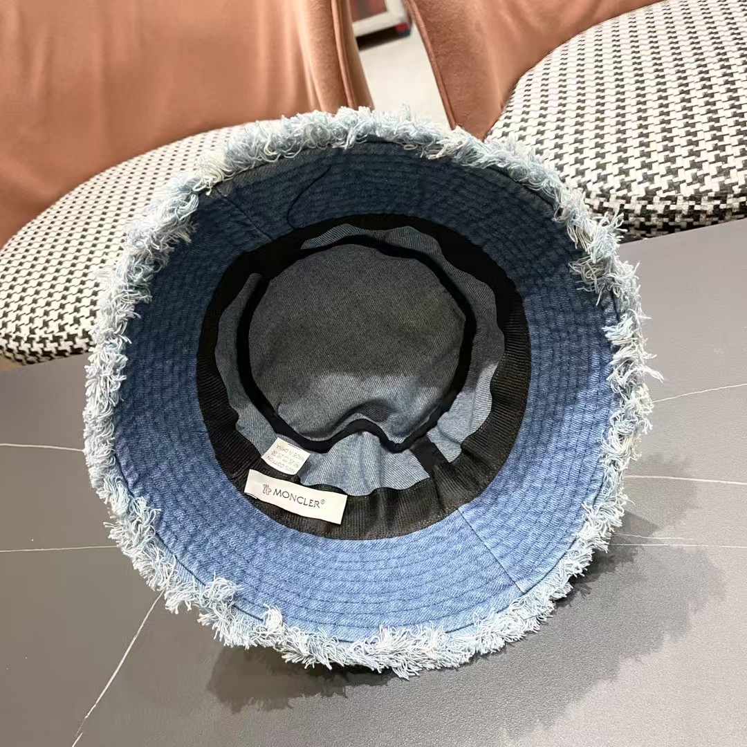 MONCLER 蒙口 渔夫帽女2026新款盆帽夏季遮阳防晒韩版百搭遮脸显脸小牛仔帽子女