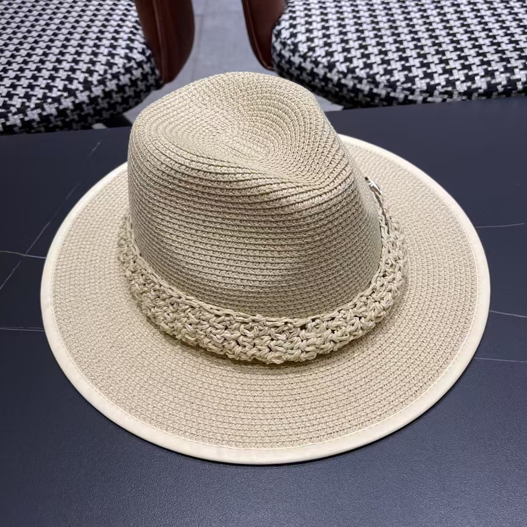 香奈儿Chanel 甬制防晒法式太阳帽潮夏夭新款帽子草编礼帽简约沙滩清凉度假遮阳
