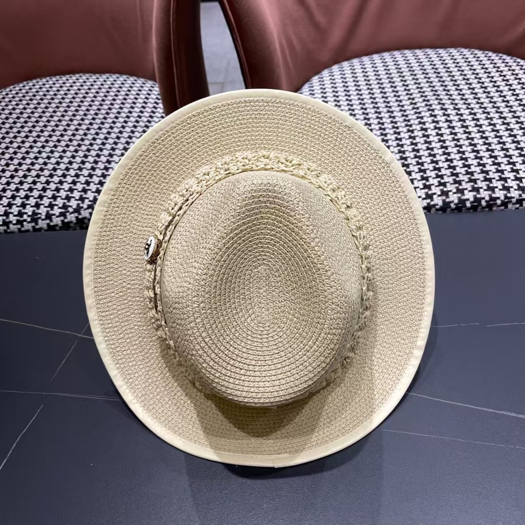 香奈儿Chanel 甬制防晒法式太阳帽潮夏夭新款帽子草编礼帽简约沙滩清凉度假遮阳