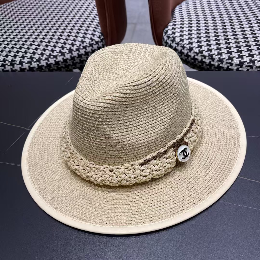 香奈儿Chanel 甬制防晒法式太阳帽潮夏夭新款帽子草编礼帽简约沙滩清凉度假遮阳