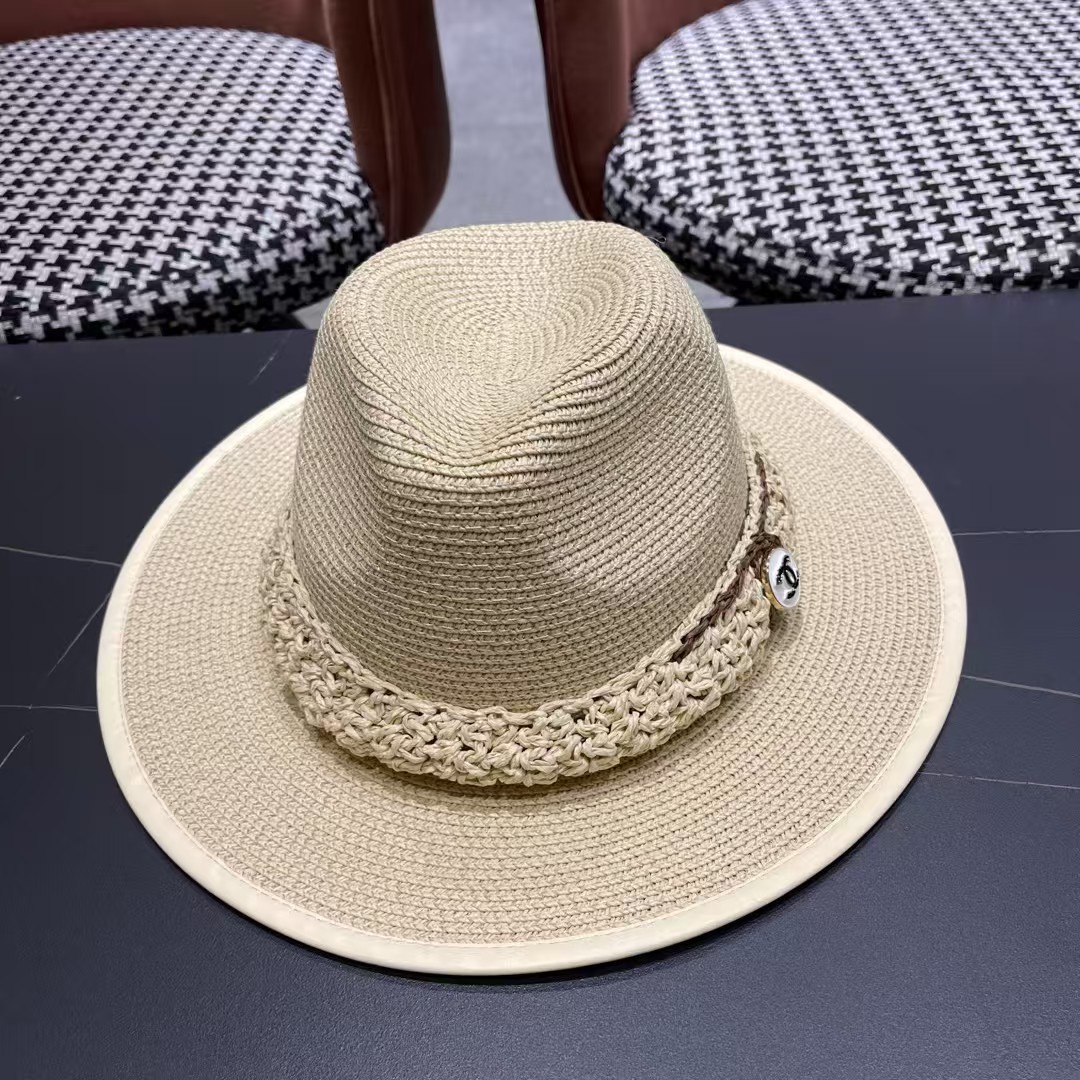 香奈儿Chanel 甬制防晒法式太阳帽潮夏夭新款帽子草编礼帽简约沙滩清凉度假遮阳