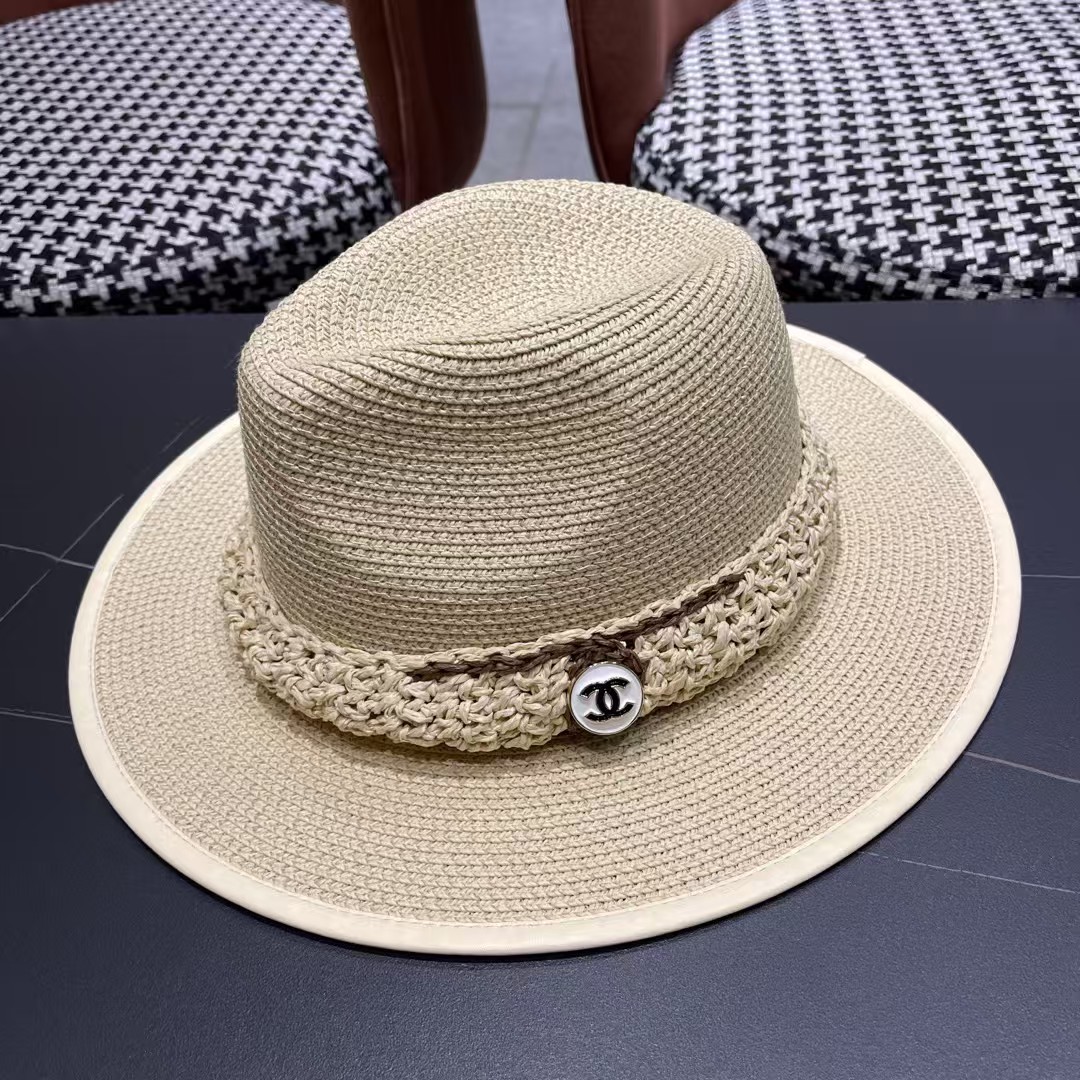 香奈儿Chanel 甬制防晒法式太阳帽潮夏夭新款帽子草编礼帽简约沙滩清凉度假遮阳