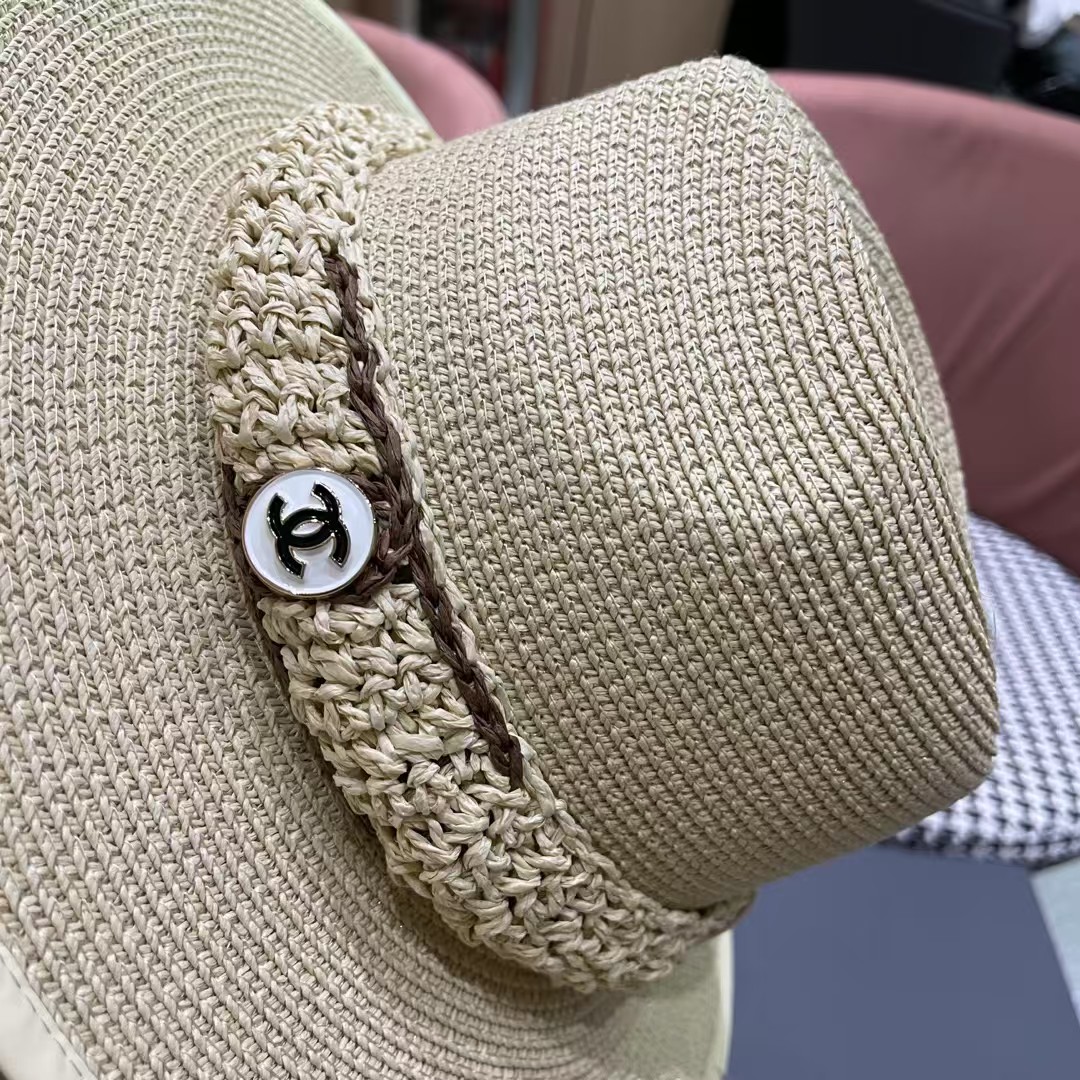 香奈儿Chanel 甬制防晒法式太阳帽潮夏夭新款帽子草编礼帽简约沙滩清凉度假遮阳