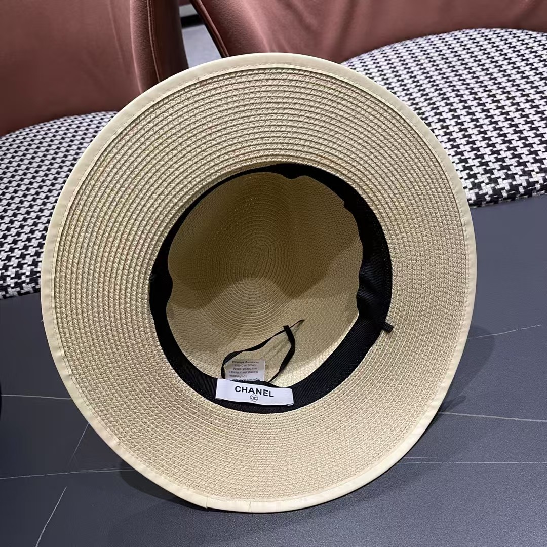 香奈儿Chanel 甬制防晒法式太阳帽潮夏夭新款帽子草编礼帽简约沙滩清凉度假遮阳