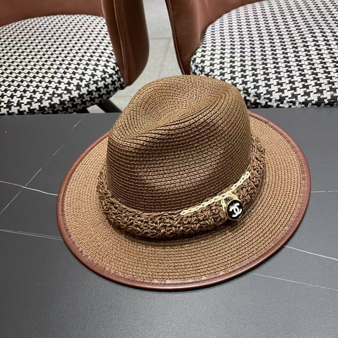 香奈儿Chanel 甬制防晒法式太阳帽潮夏夭新款帽子草编礼帽简约沙滩清凉度假遮阳