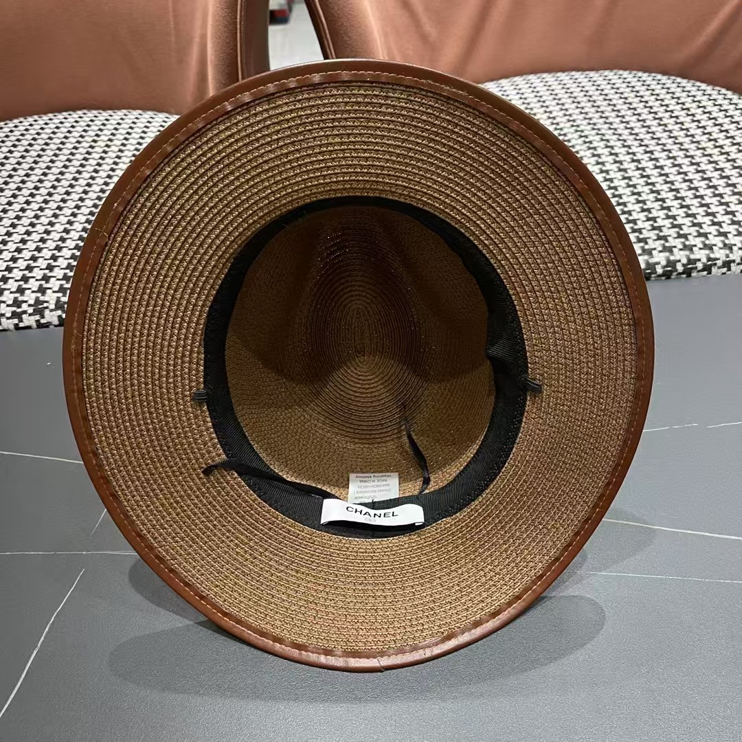 香奈儿Chanel 甬制防晒法式太阳帽潮夏夭新款帽子草编礼帽简约沙滩清凉度假遮阳