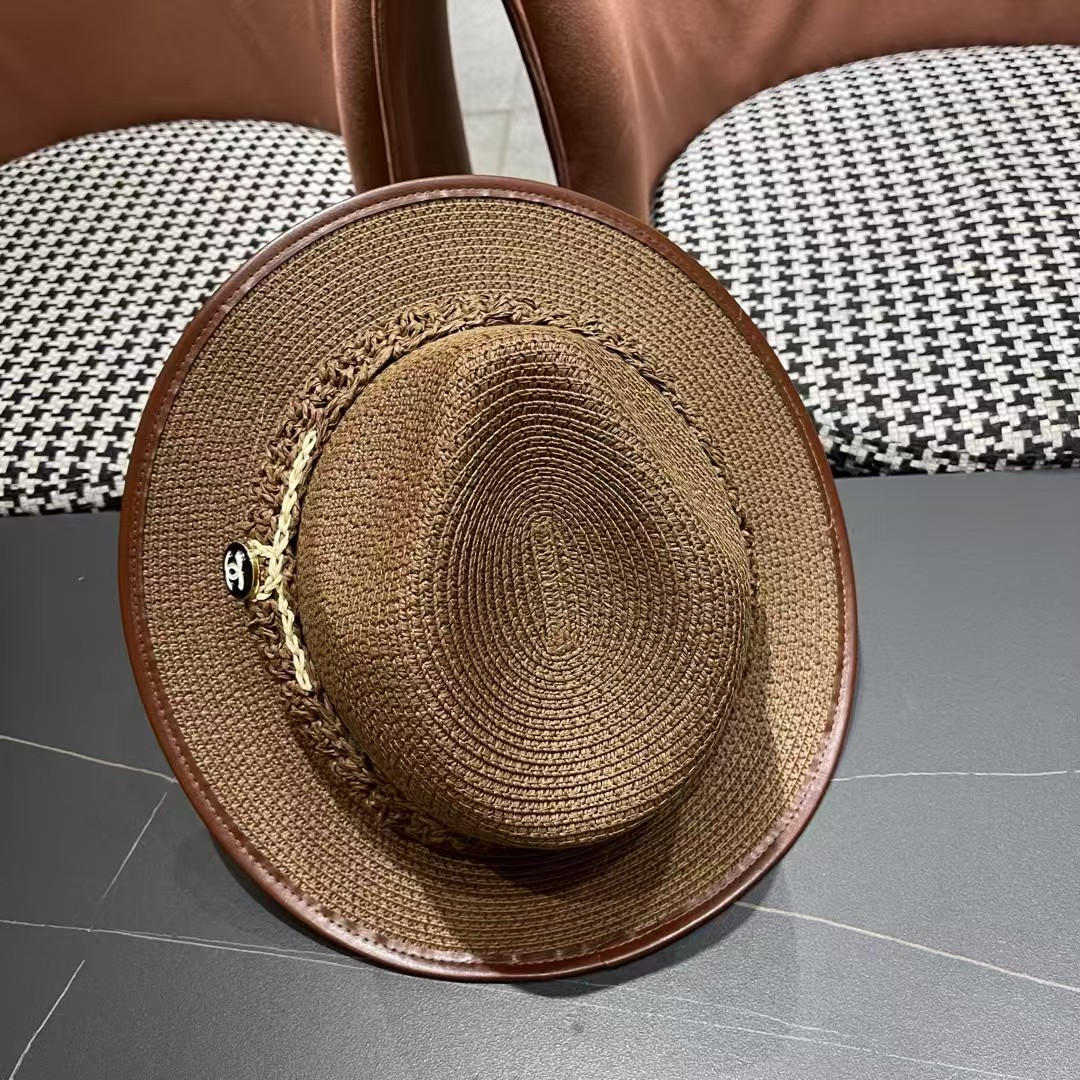 香奈儿Chanel 甬制防晒法式太阳帽潮夏夭新款帽子草编礼帽简约沙滩清凉度假遮阳