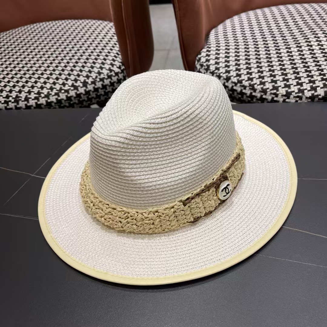 香奈儿Chanel 甬制防晒法式太阳帽潮夏夭新款帽子草编礼帽简约沙滩清凉度假遮阳