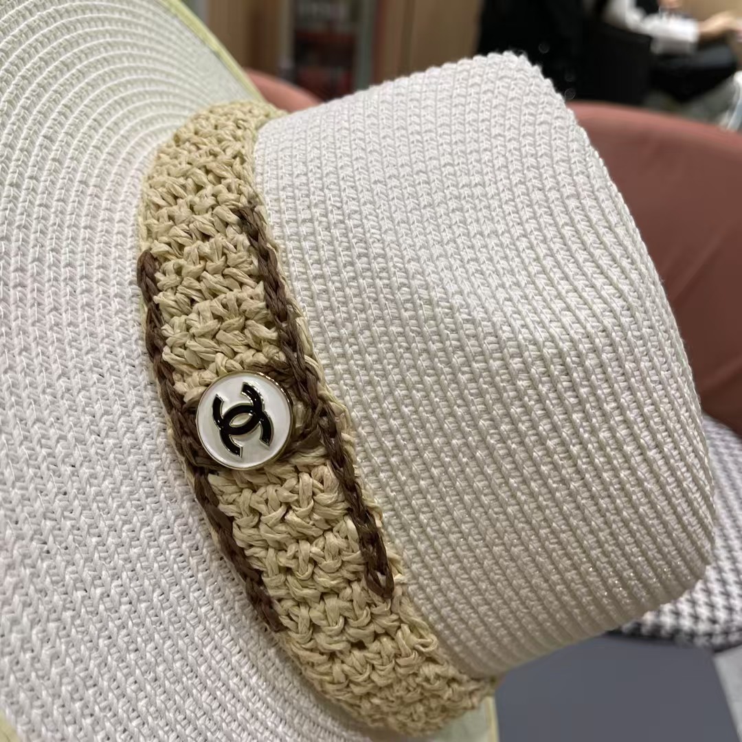 香奈儿Chanel 甬制防晒法式太阳帽潮夏夭新款帽子草编礼帽简约沙滩清凉度假遮阳