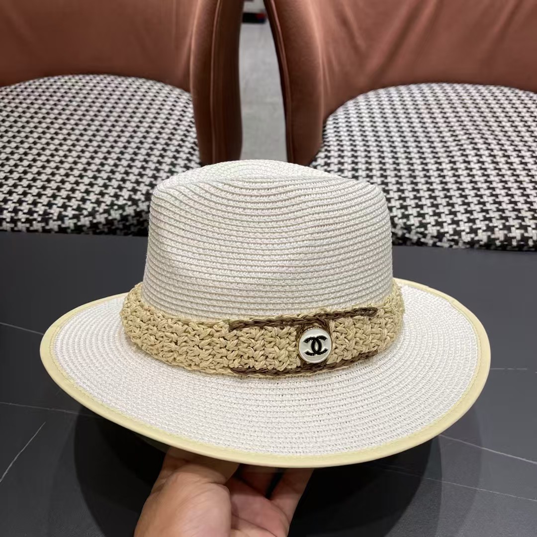 香奈儿Chanel 甬制防晒法式太阳帽潮夏夭新款帽子草编礼帽简约沙滩清凉度假遮阳
