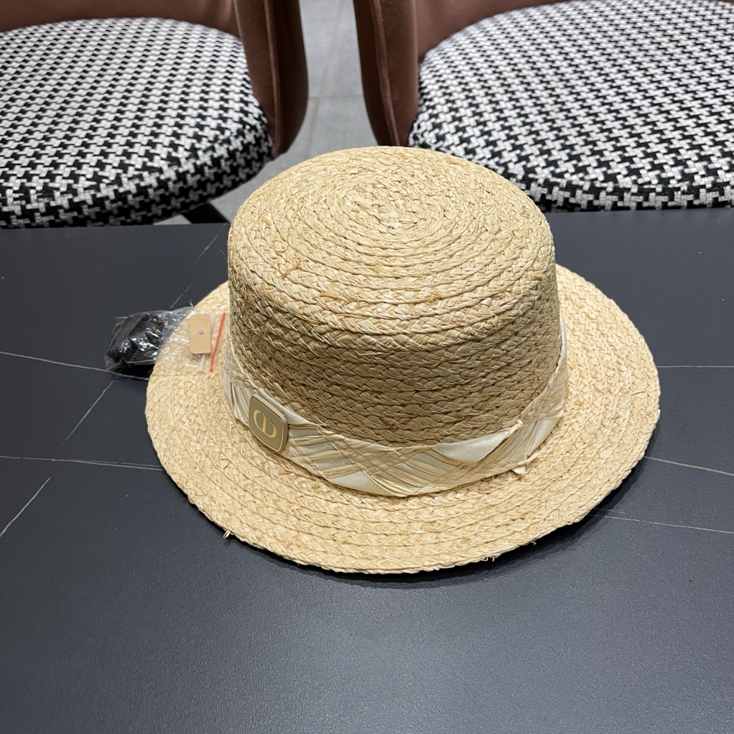 迪奥Dior 超好看拉菲草帽百搭度假风 新款夏季透气海边遮阳防晒帽平沿礼帽