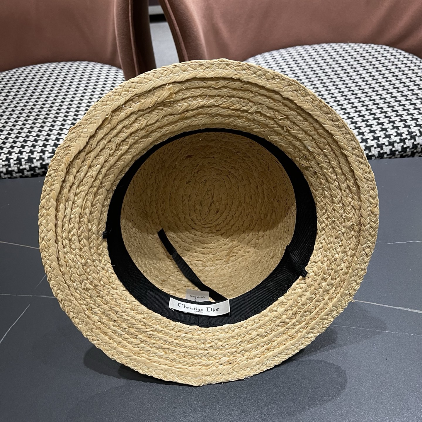 迪奥Dior 超好看拉菲草帽百搭度假风 新款夏季透气海边遮阳防晒帽平沿礼帽