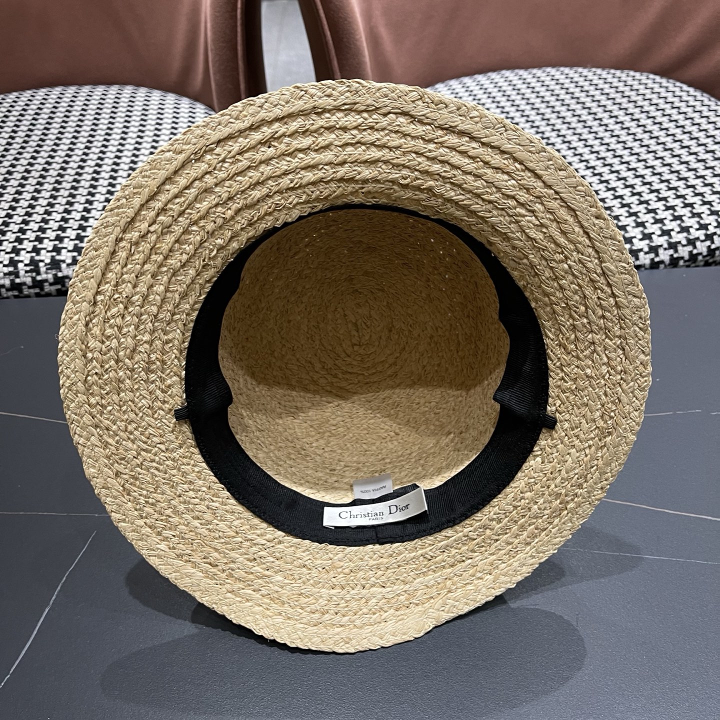 迪奥Dior 超好看拉菲草帽百搭度假风 新款夏季透气海边遮阳防晒帽平沿礼帽