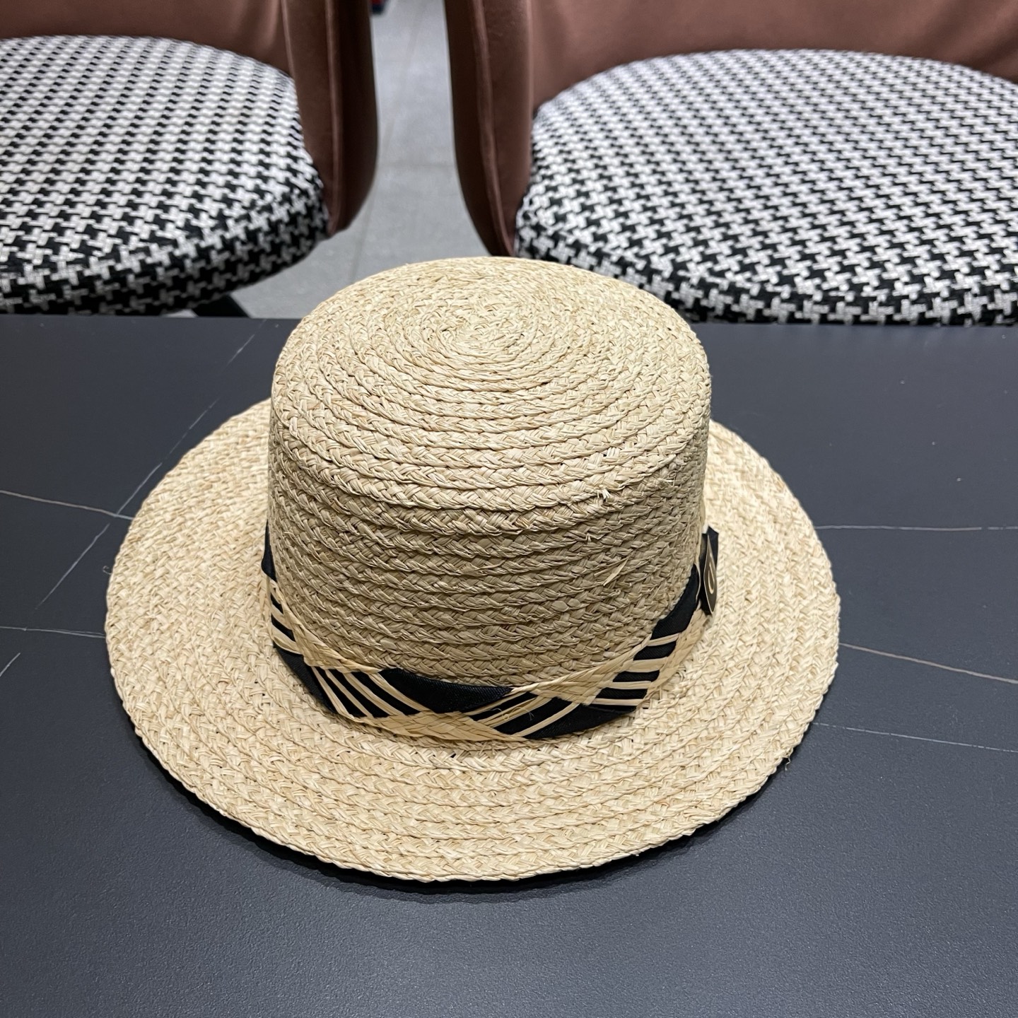 迪奥Dior 超好看拉菲草帽百搭度假风 新款夏季透气海边遮阳防晒帽平沿礼帽