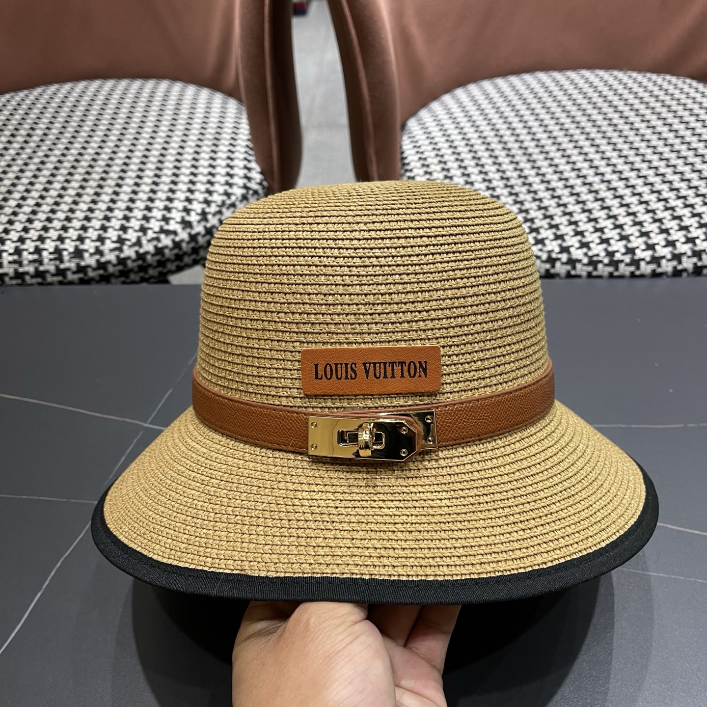 LV路易威登 时尚太阳帽防晒帽夏季草帽女夏季高级感海边遮阳帽