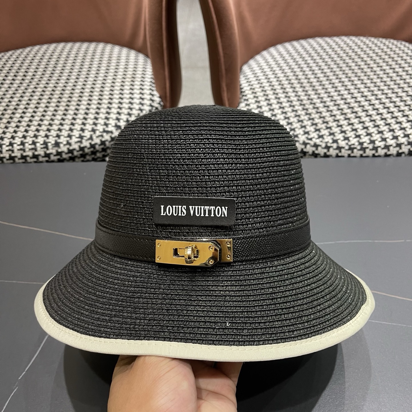 LV路易威登 时尚太阳帽防晒帽夏季草帽女夏季高级感海边遮阳帽