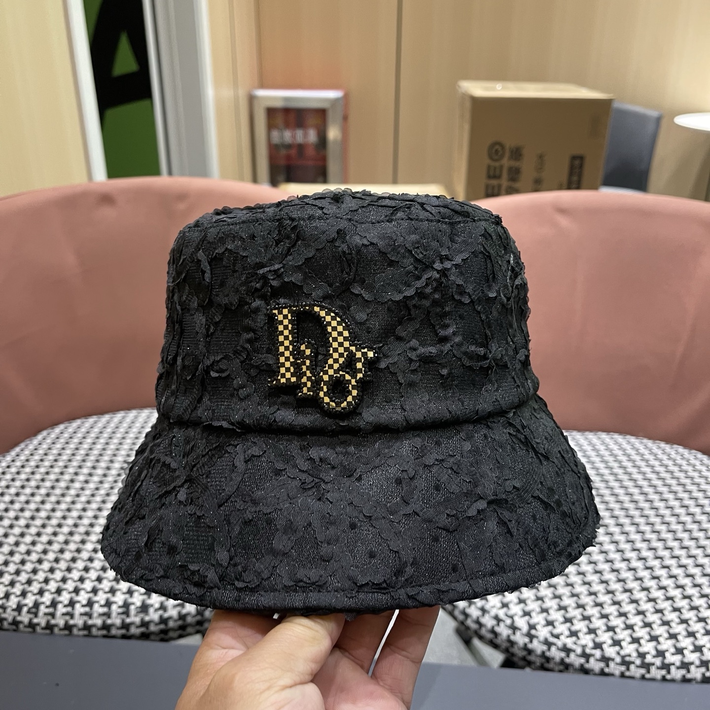 迪奥Dior 水桶渔夫帽子女复古透气防晒头巾夏天遮阳帽