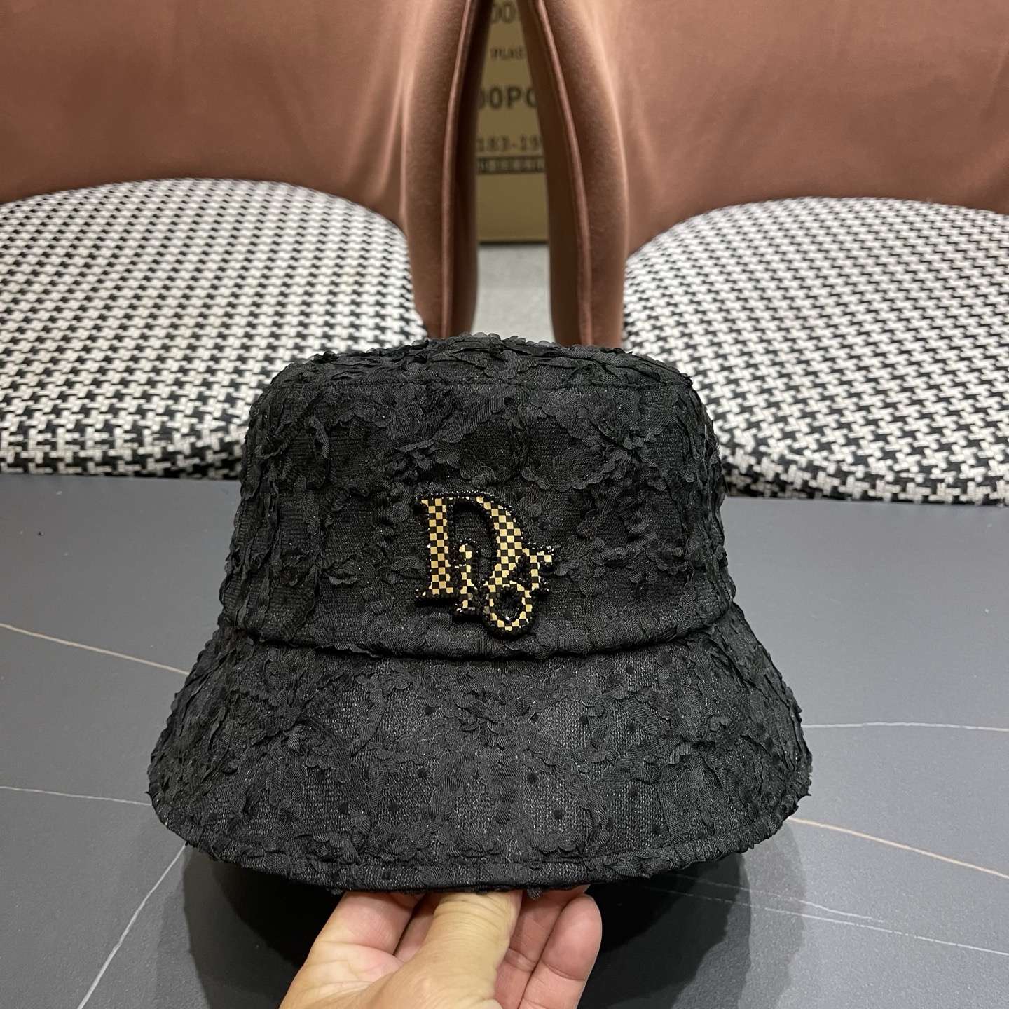 迪奥Dior 水桶渔夫帽子女复古透气防晒头巾夏天遮阳帽