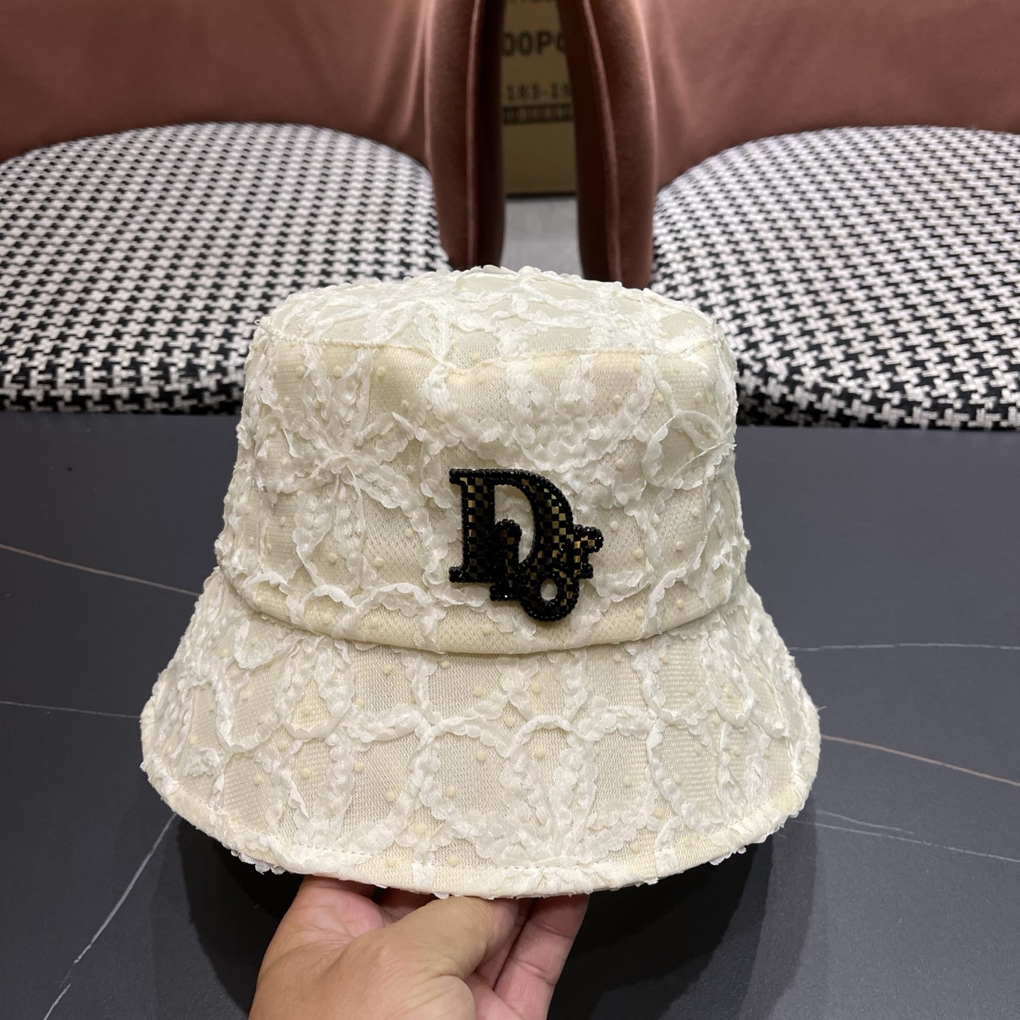迪奥Dior 水桶渔夫帽子女复古透气防晒头巾夏天遮阳帽