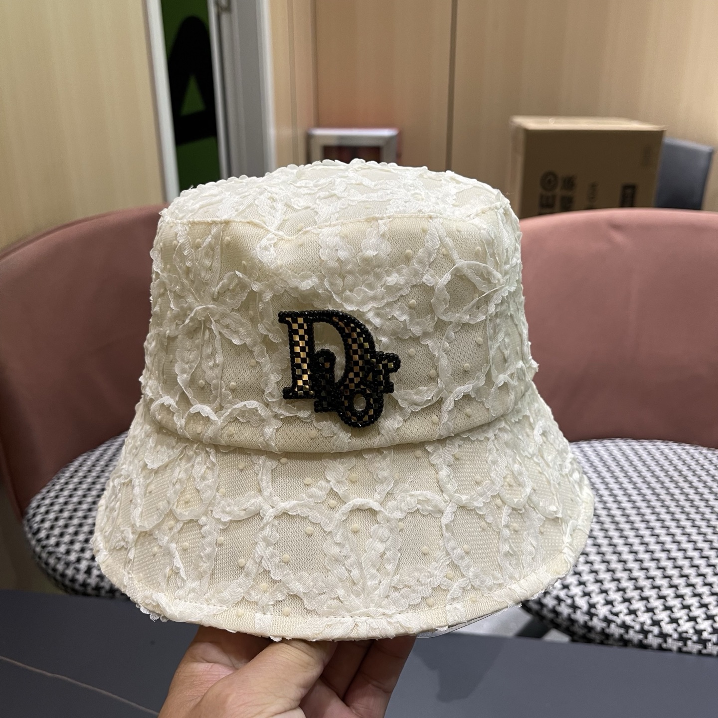 迪奥Dior 水桶渔夫帽子女复古透气防晒头巾夏天遮阳帽
