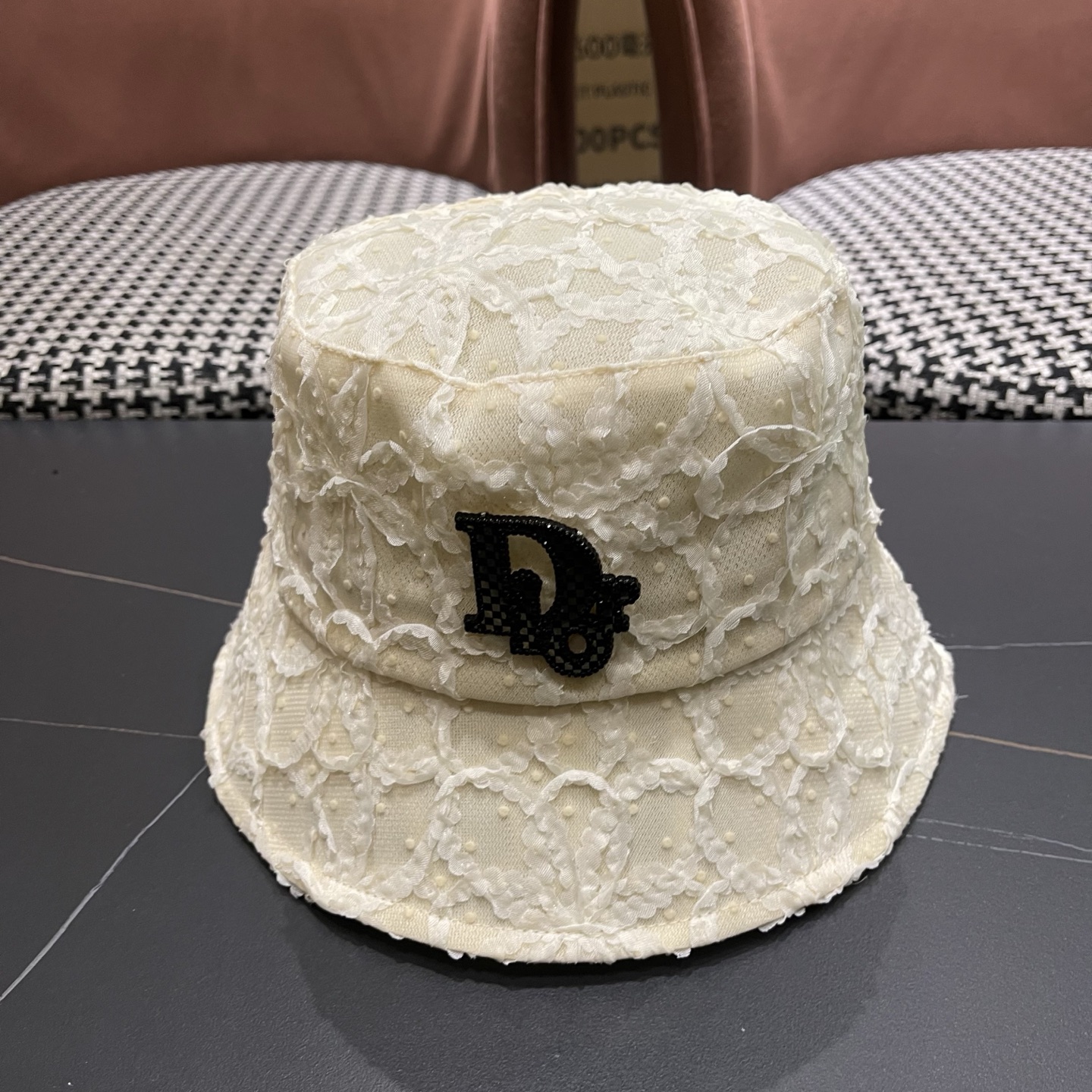 迪奥Dior 水桶渔夫帽子女复古透气防晒头巾夏天遮阳帽