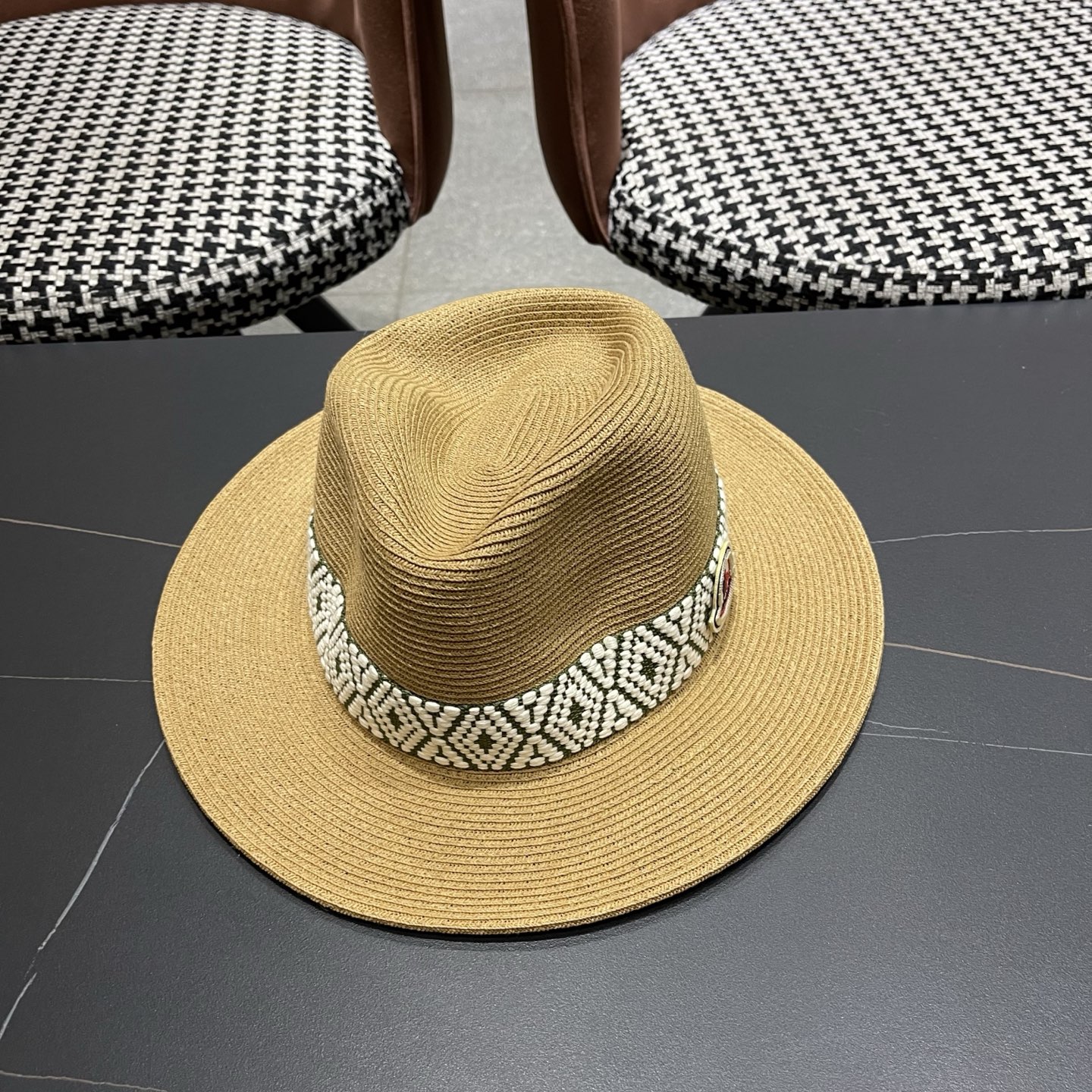 MONCLER（蒙口）草帽法式复古波西米亚风夏季遮阳防晒帽子宽沿男女名族风爵士礼帽