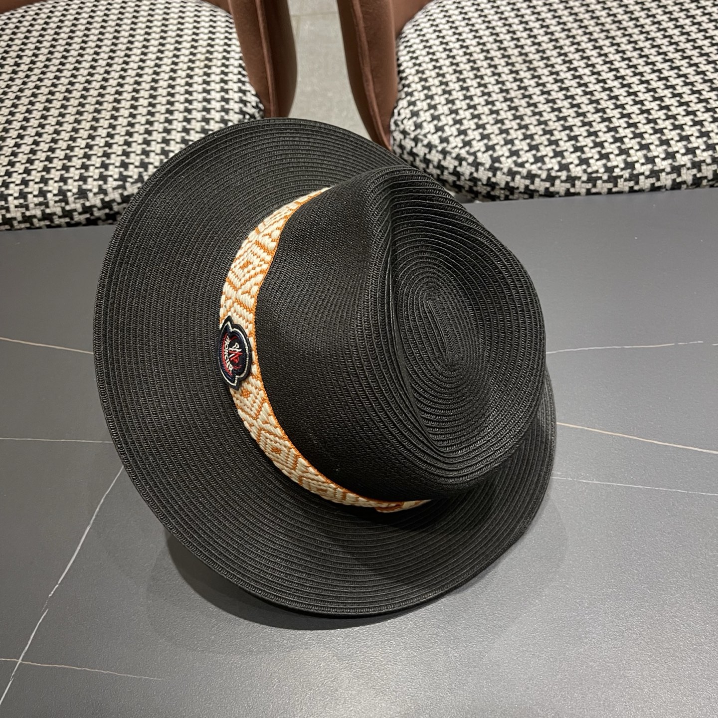 MONCLER（蒙口）草帽法式复古波西米亚风夏季遮阳防晒帽子宽沿男女名族风爵士礼帽