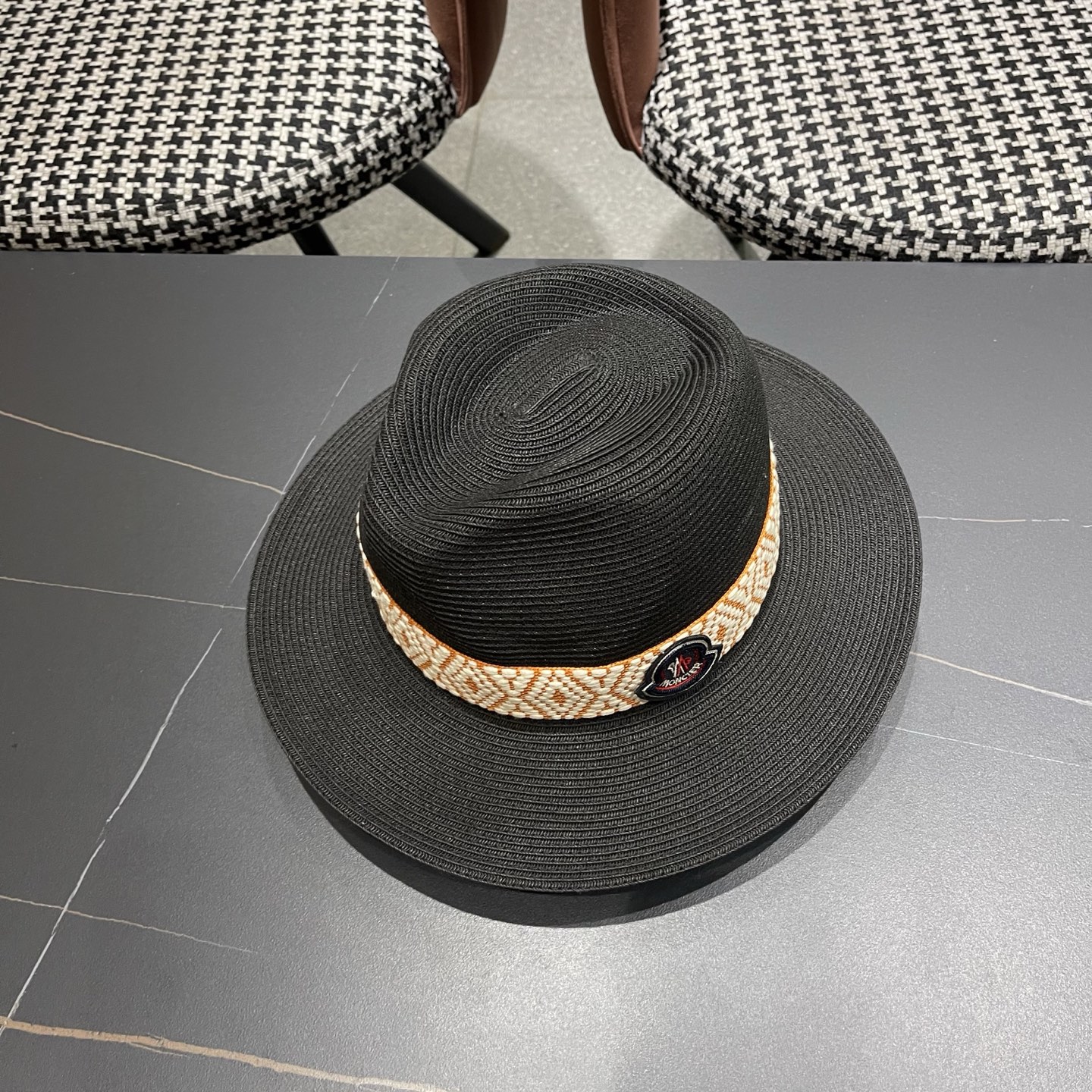 MONCLER（蒙口）草帽法式复古波西米亚风夏季遮阳防晒帽子宽沿男女名族风爵士礼帽
