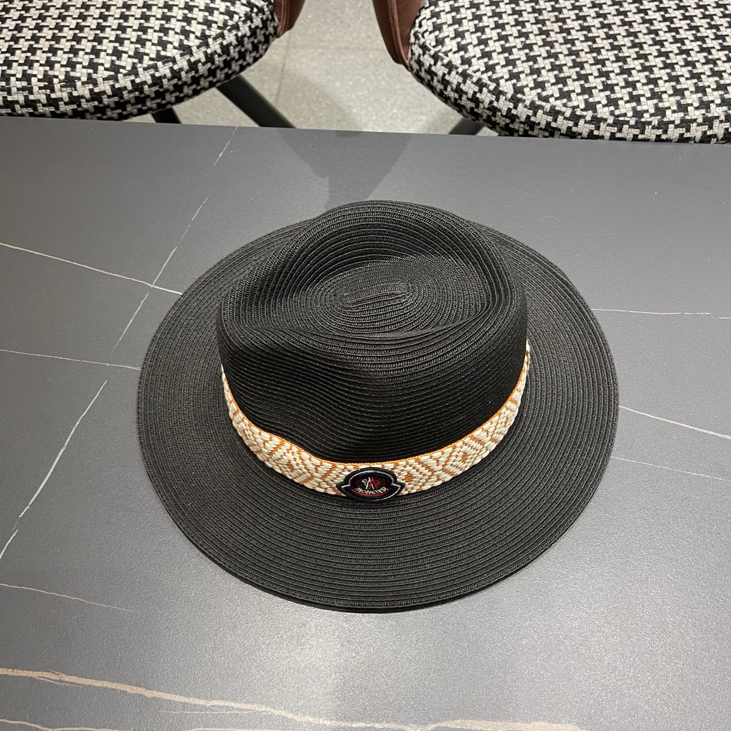 MONCLER（蒙口）草帽法式复古波西米亚风夏季遮阳防晒帽子宽沿男女名族风爵士礼帽