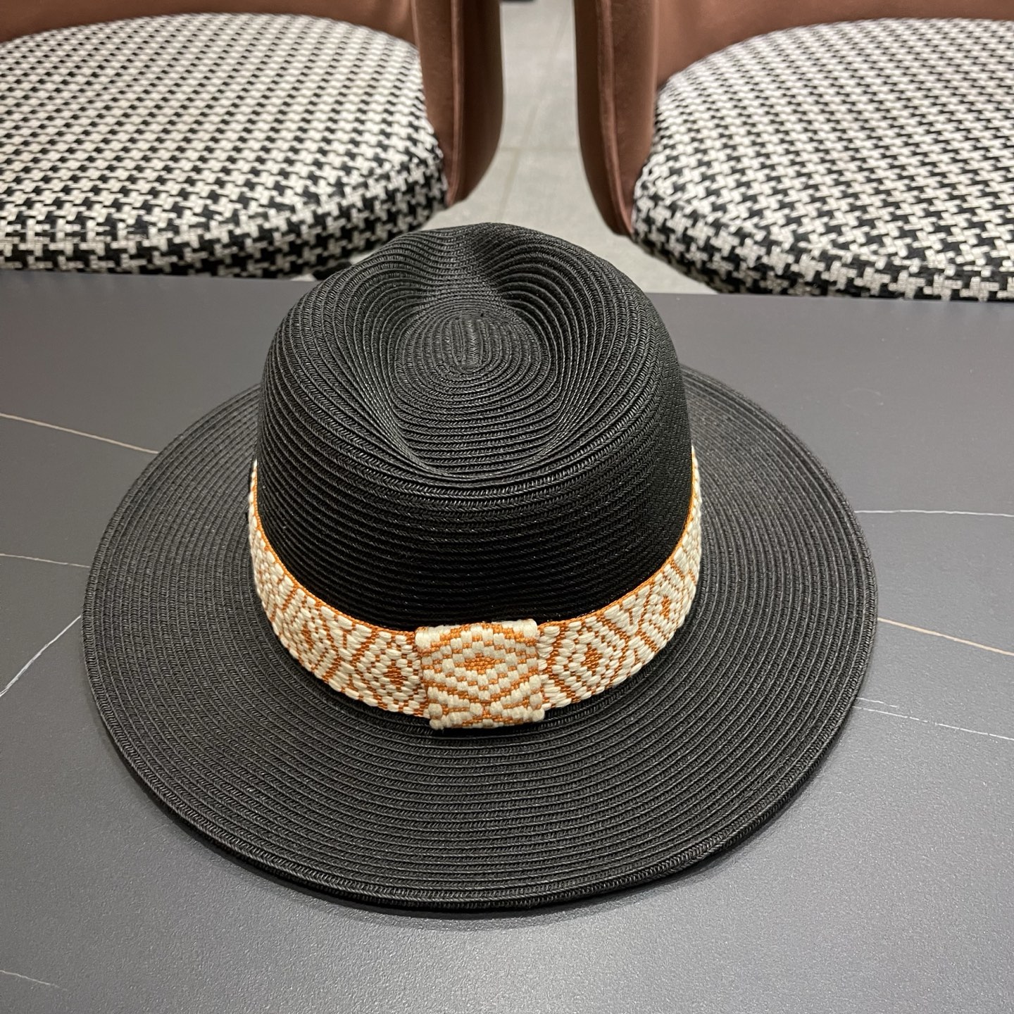 MONCLER（蒙口）草帽法式复古波西米亚风夏季遮阳防晒帽子宽沿男女名族风爵士礼帽