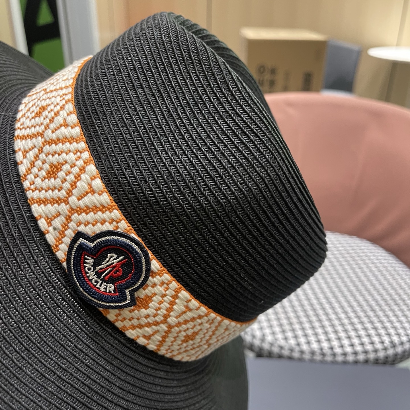 MONCLER（蒙口）草帽法式复古波西米亚风夏季遮阳防晒帽子宽沿男女名族风爵士礼帽