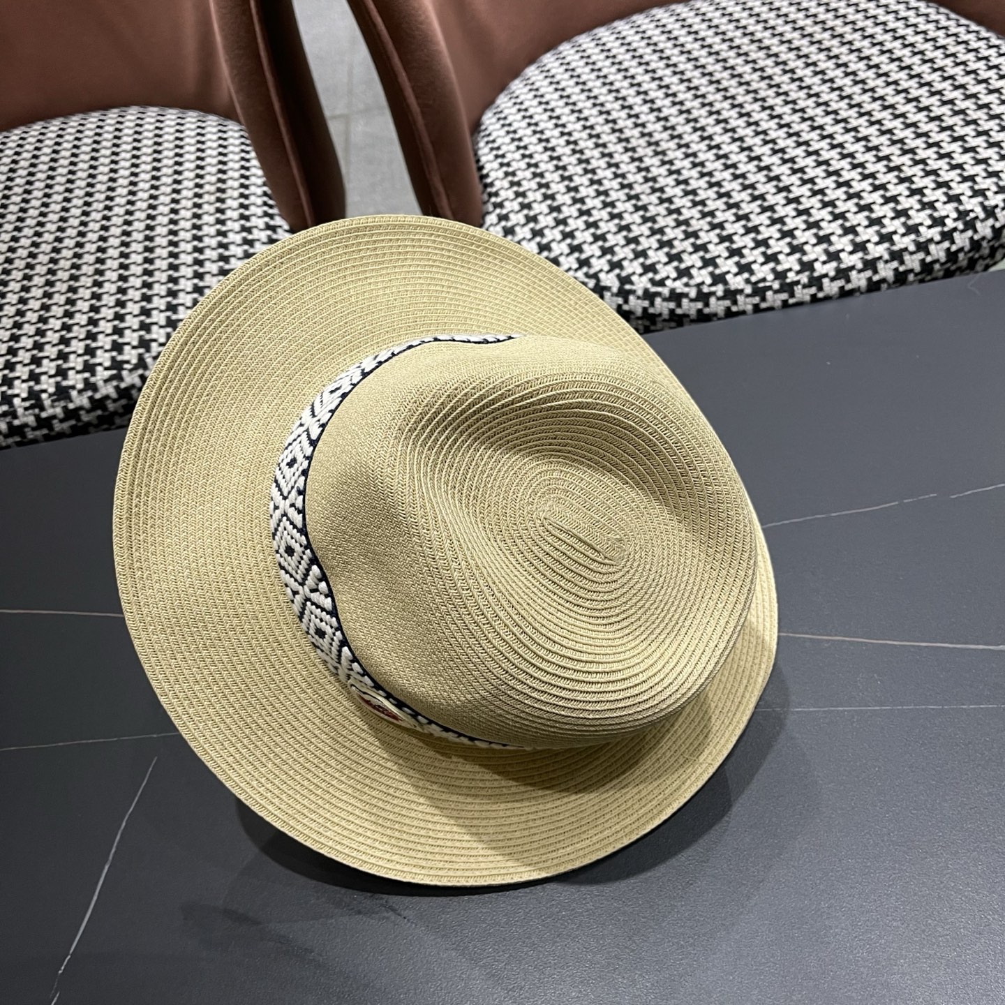 MONCLER（蒙口）草帽法式复古波西米亚风夏季遮阳防晒帽子宽沿男女名族风爵士礼帽