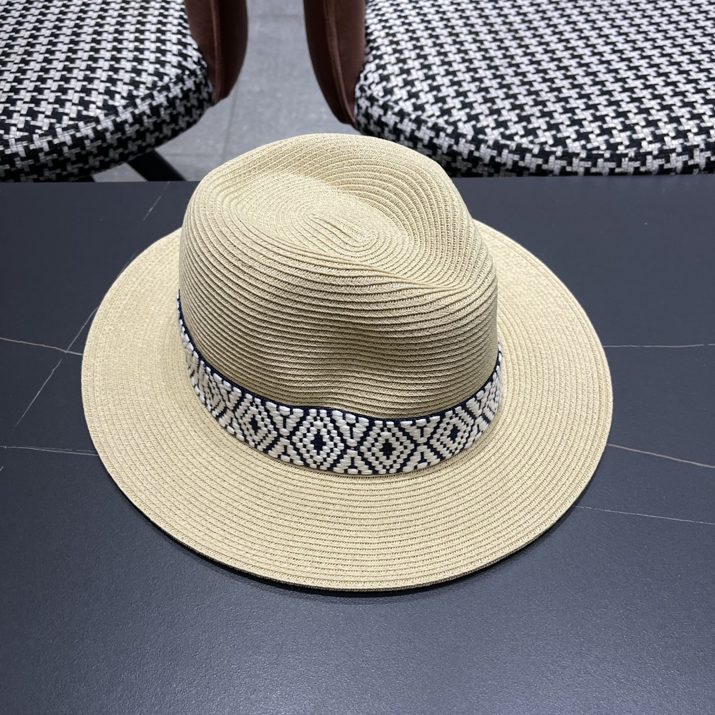 MONCLER（蒙口）草帽法式复古波西米亚风夏季遮阳防晒帽子宽沿男女名族风爵士礼帽