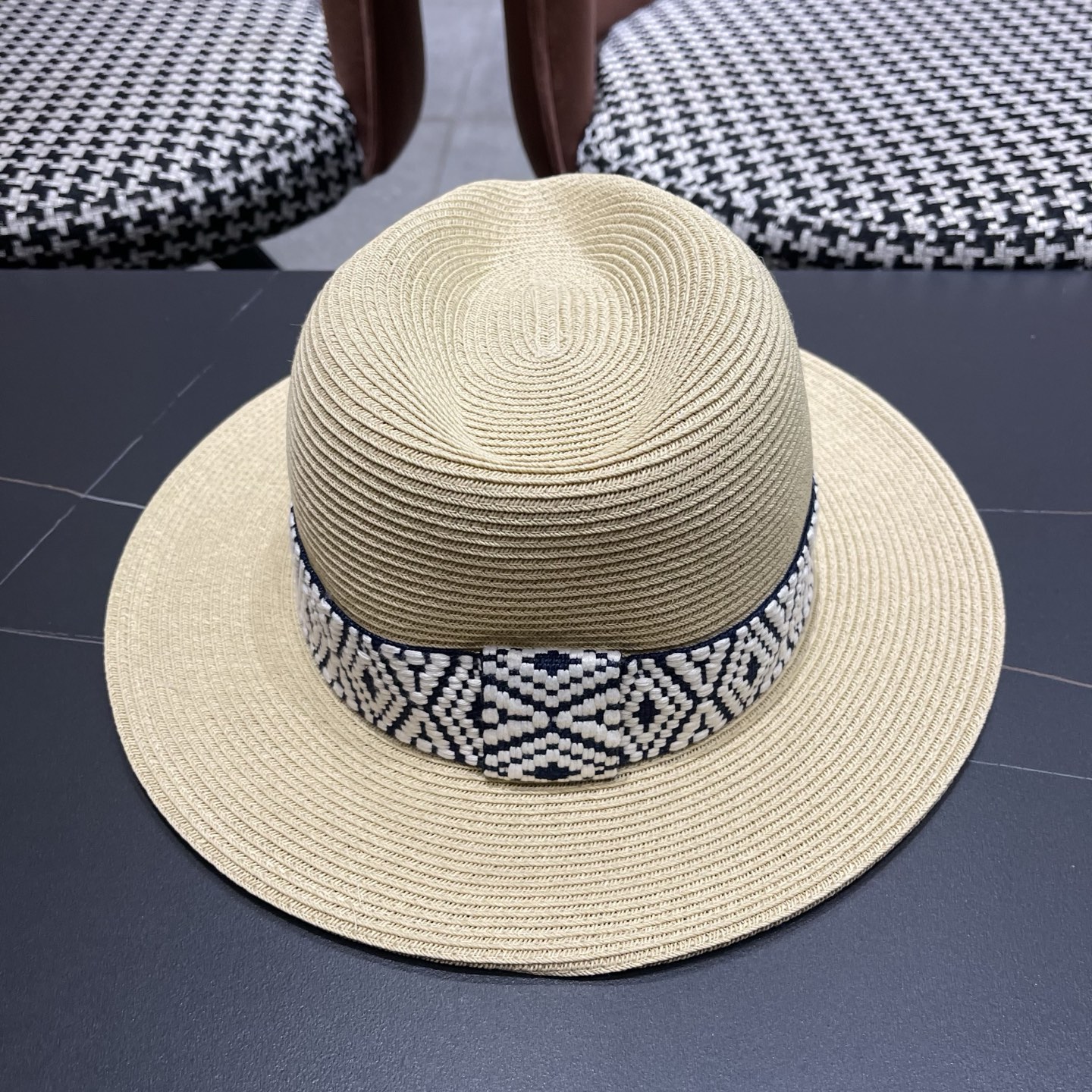 MONCLER（蒙口）草帽法式复古波西米亚风夏季遮阳防晒帽子宽沿男女名族风爵士礼帽