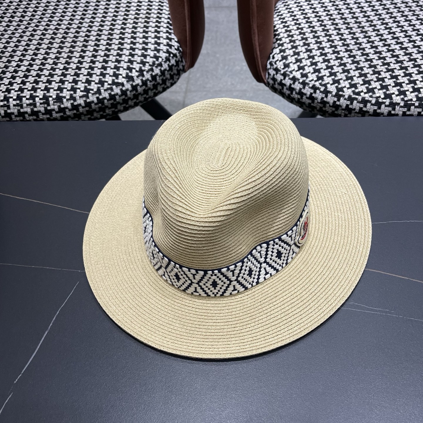 MONCLER（蒙口）草帽法式复古波西米亚风夏季遮阳防晒帽子宽沿男女名族风爵士礼帽