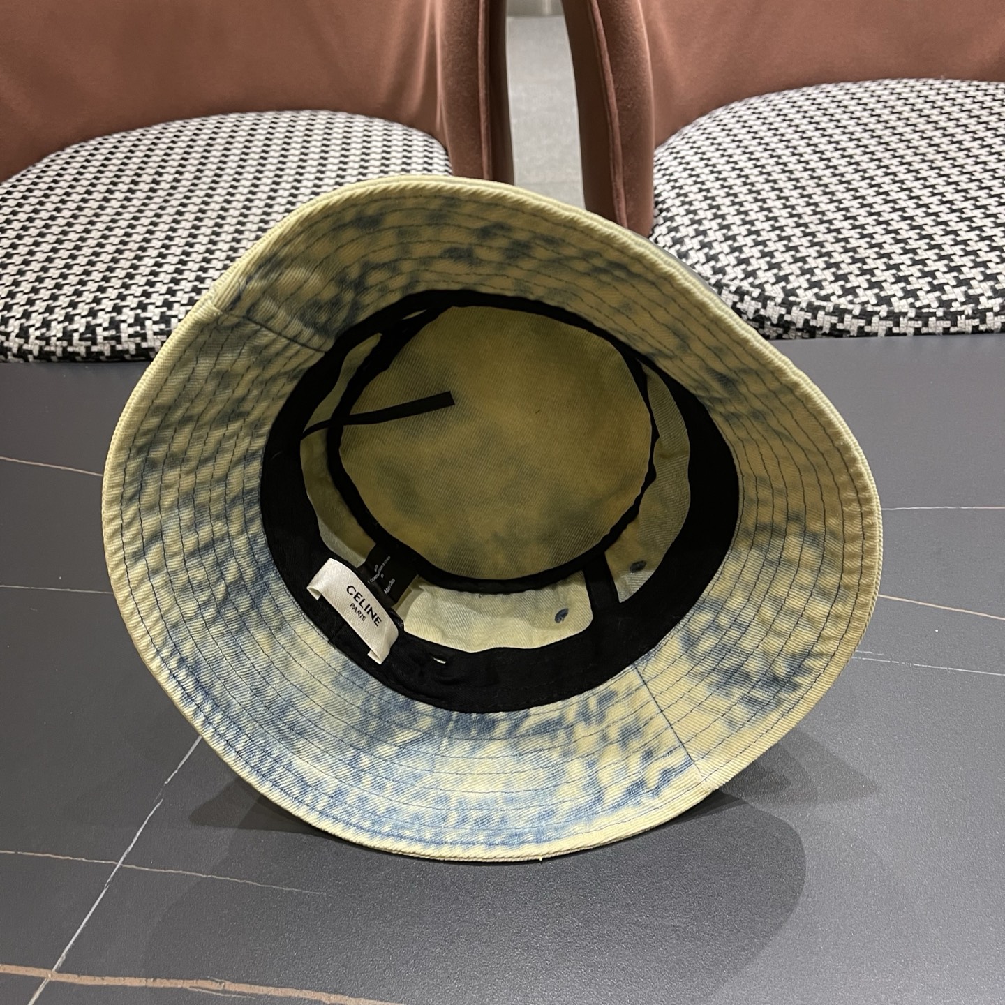 Celine赛琳新款水洗复古牛仔渔夫帽，头围57cm
