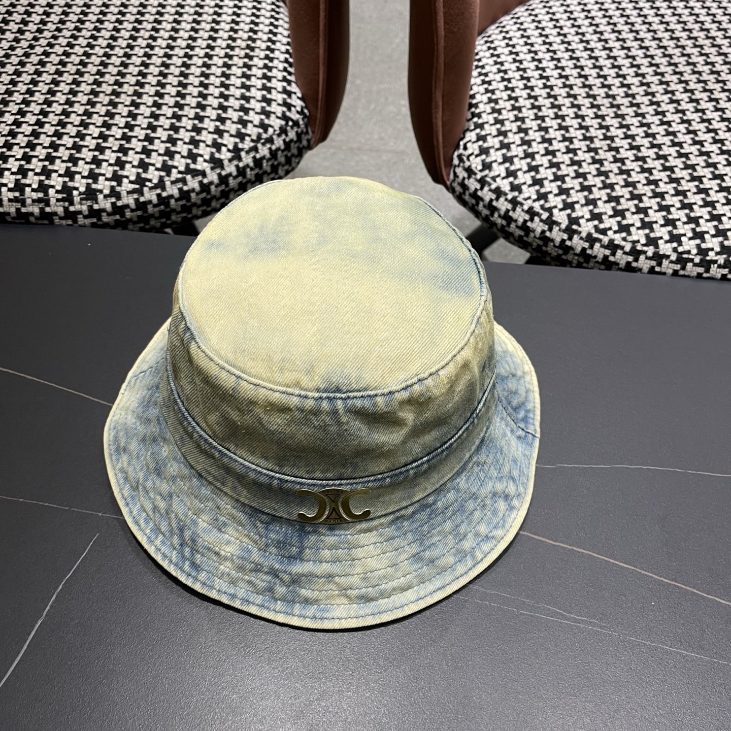Celine赛琳新款水洗复古牛仔渔夫帽，头围57cm