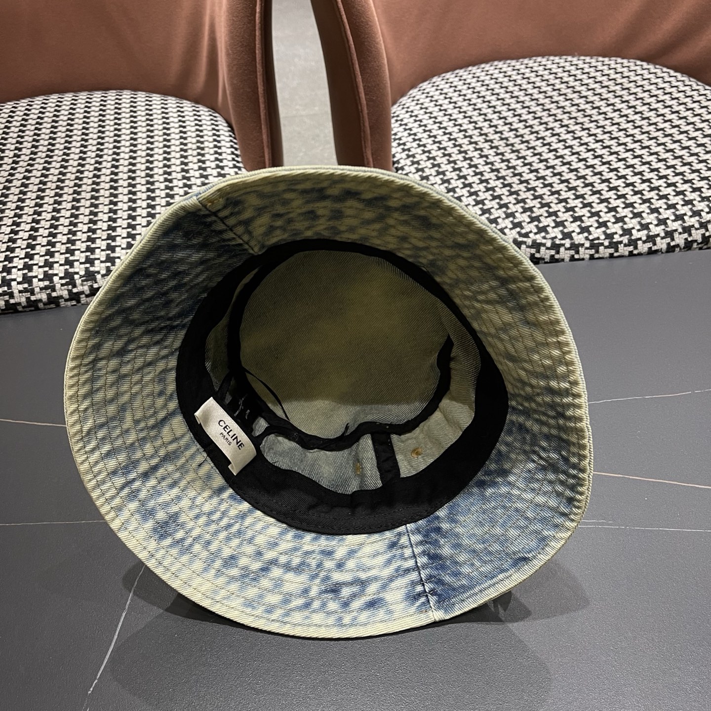 Celine赛琳新款水洗复古牛仔渔夫帽，头围57cm
