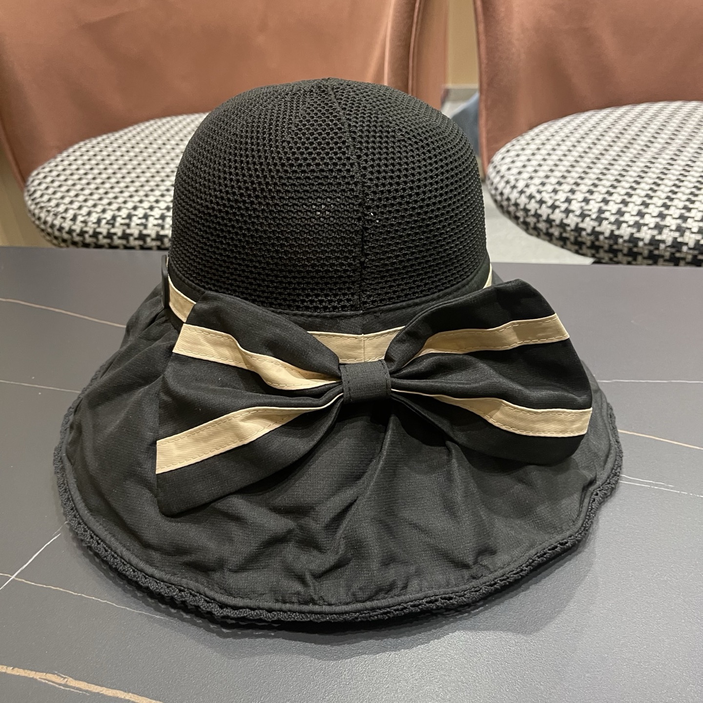 CHANEL 香奈儿早春新款韩版蝴蝶结防紫外线大帽檐渔夫帽 精致无暇！做工细致，