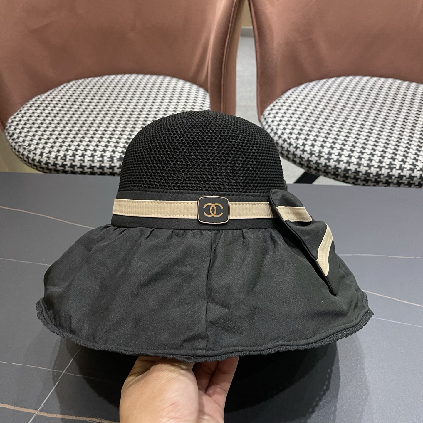 CHANEL 香奈儿早春新款韩版蝴蝶结防紫外线大帽檐渔夫帽 精致无暇！做工细致，