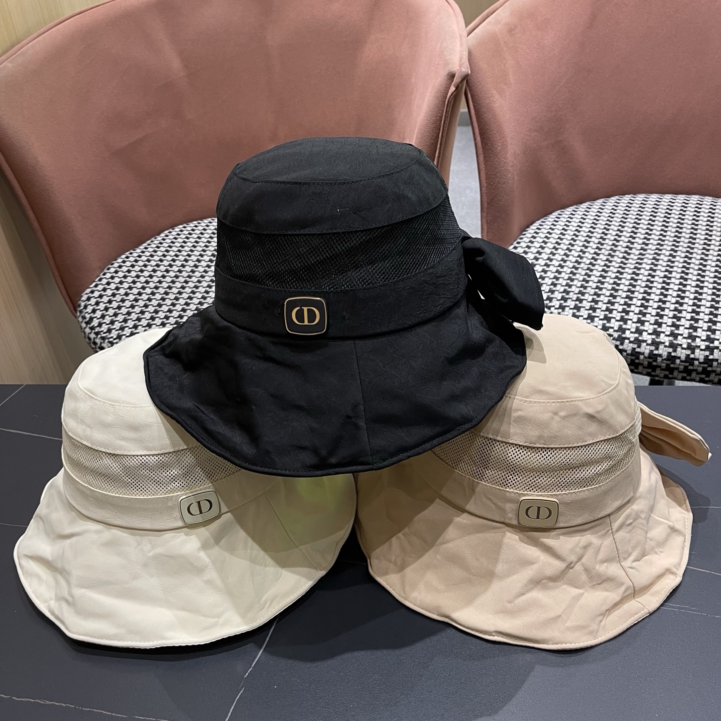 Dior迪奥 日系网纱防晒渔夫帽显脸小夏季新款户外出游遮阳帽大檐太阳帽