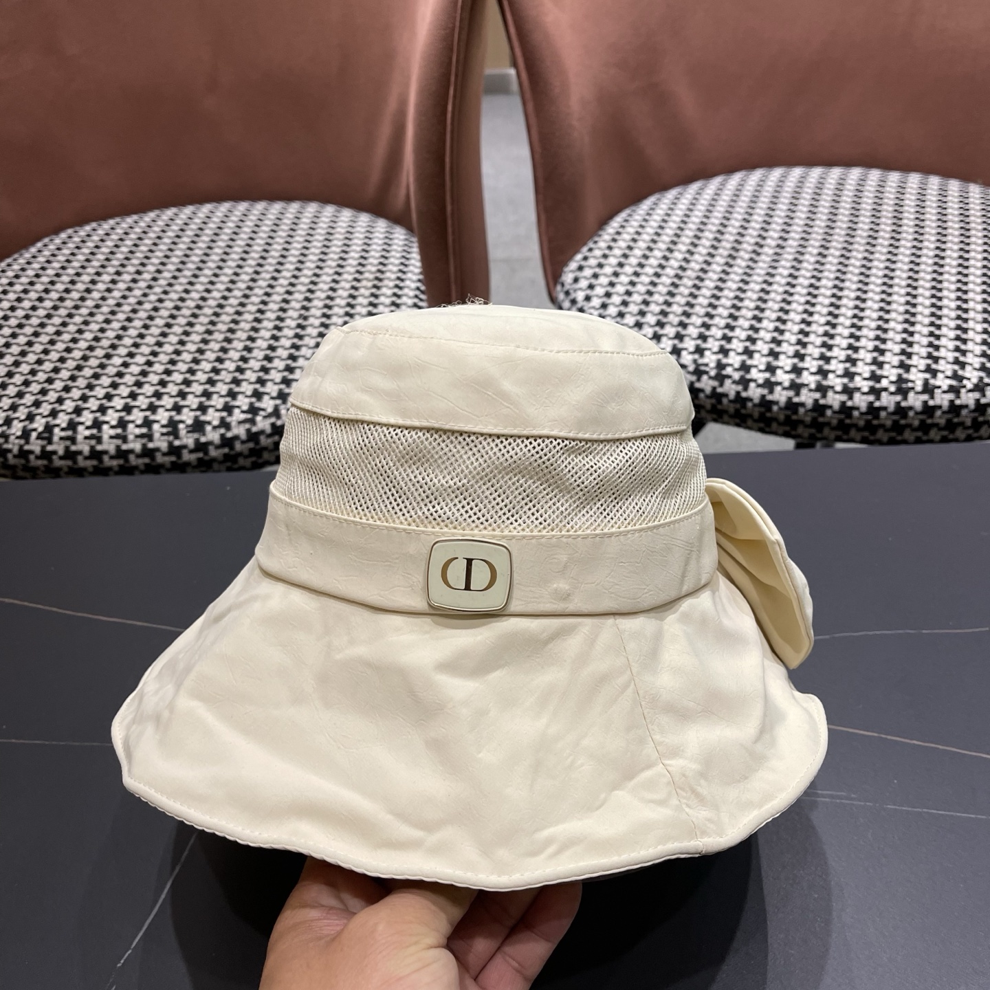 Dior迪奥 日系网纱防晒渔夫帽显脸小夏季新款户外出游遮阳帽大檐太阳帽