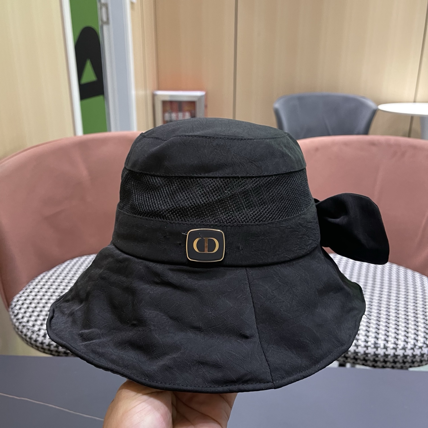 Dior迪奥 日系网纱防晒渔夫帽显脸小夏季新款户外出游遮阳帽大檐太阳帽