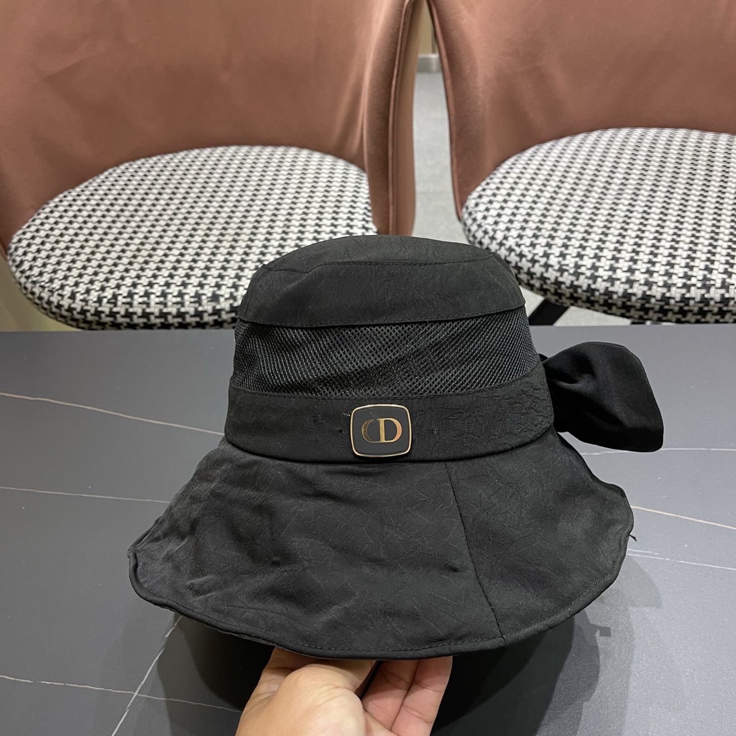 Dior迪奥 日系网纱防晒渔夫帽显脸小夏季新款户外出游遮阳帽大檐太阳帽