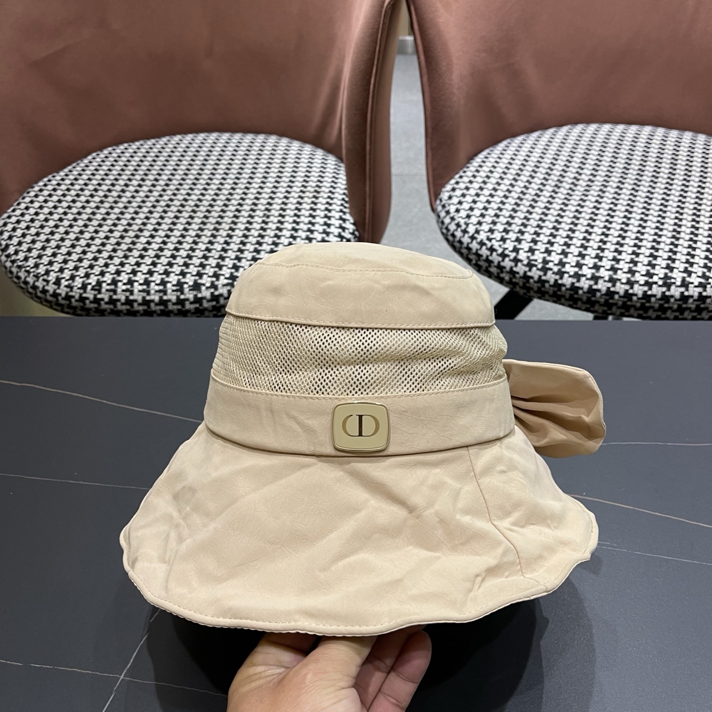 Dior迪奥 日系网纱防晒渔夫帽显脸小夏季新款户外出游遮阳帽大檐太阳帽