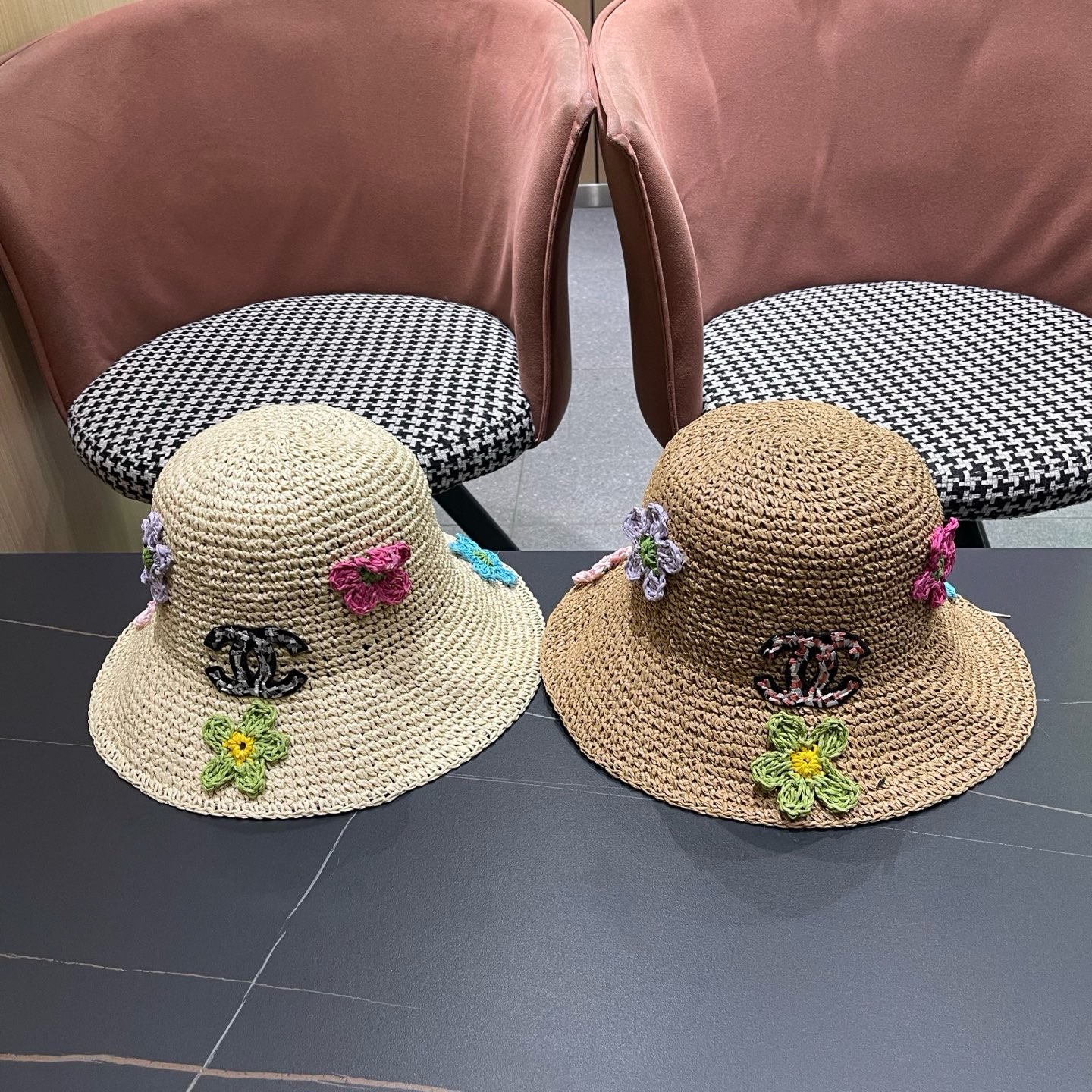 CHANEL 香奈儿 大头围法式草帽女夏季新款编织镂空渔夫帽海边遮阳帽沙滩防晒帽子