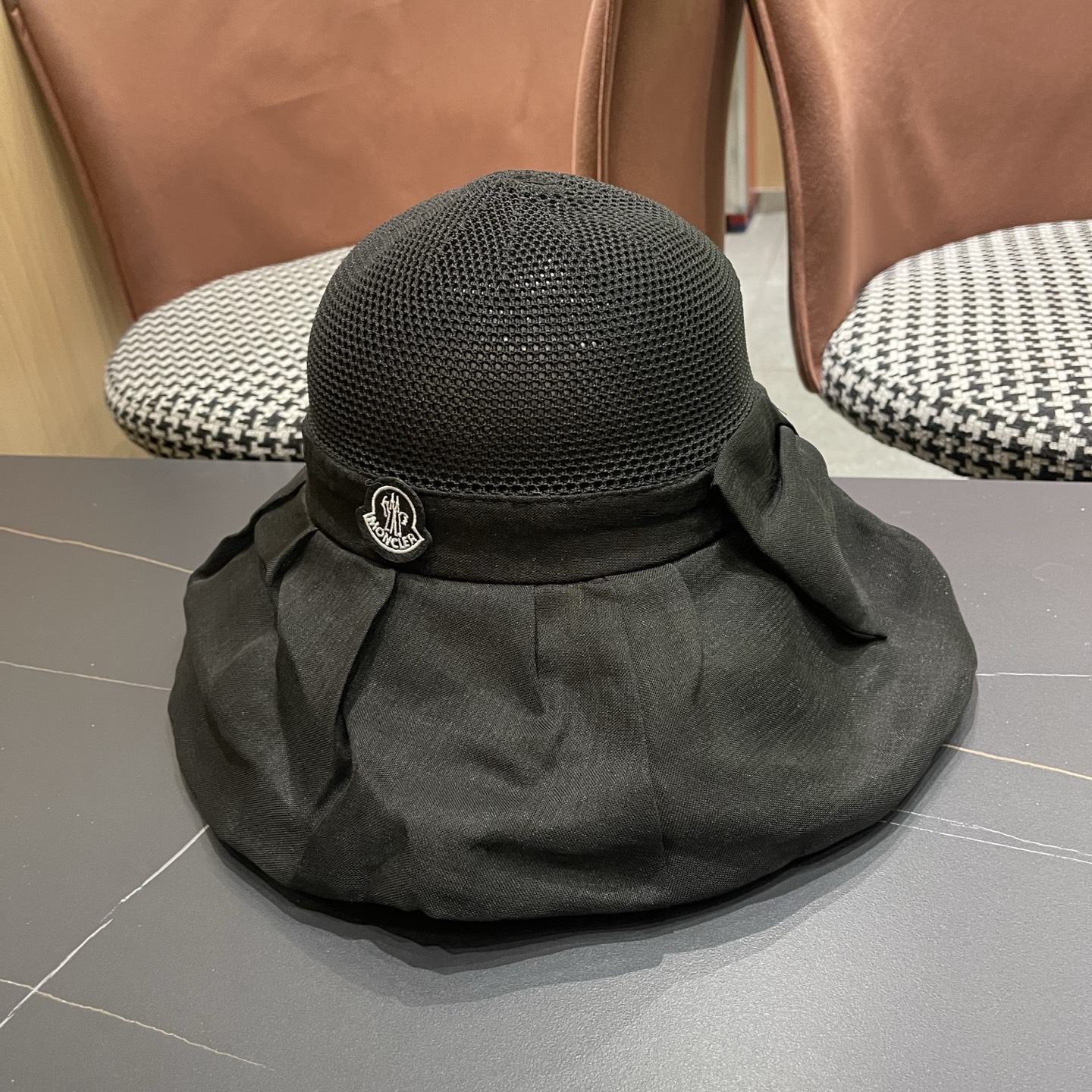 MONCLER（蒙口）帽子女夏遮阳防晒防紫外线渔夫帽遮脸太阳帽大檐户外骑行海边游玩